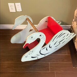Vintage 
Wooden Swan Rocking Horse